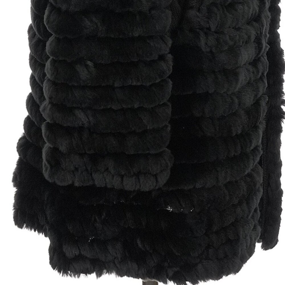 🖤 Adrienne Landau Real Rabbit Fur Knit Jacket Black Soft Mobwife Whimsigoth L - Picture 8 of 13